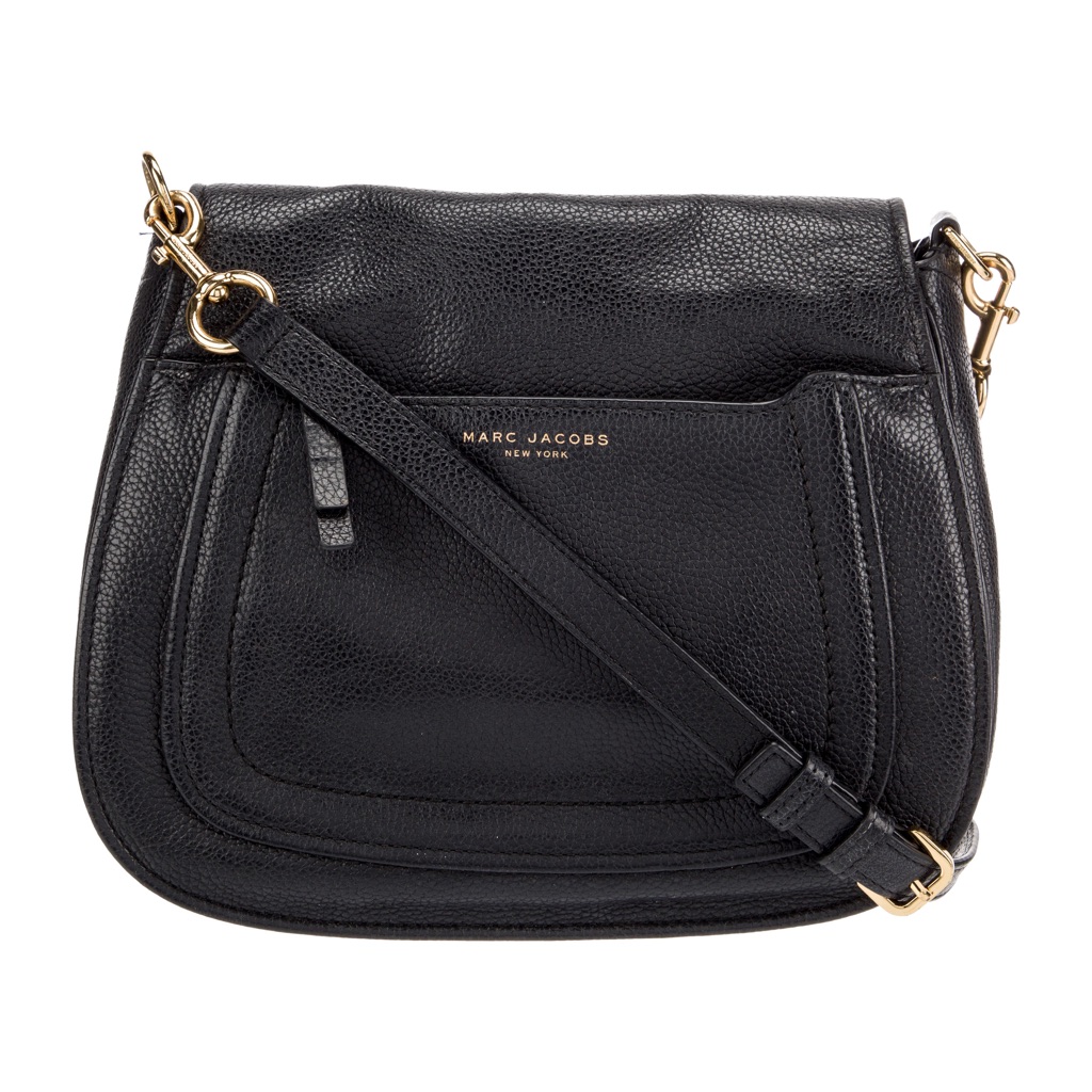 Marc Jacobs Empire City Black Pebbled Leather Messenger Crossbody Saddlebag